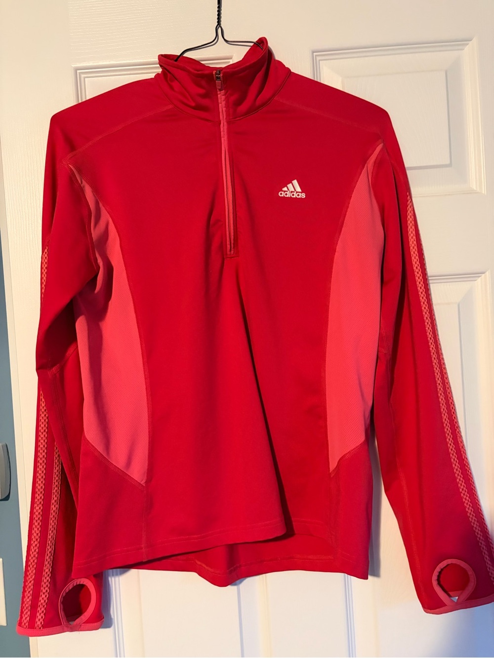 adidas Pink Long Sleeve 1/4 Zip Athletic Top